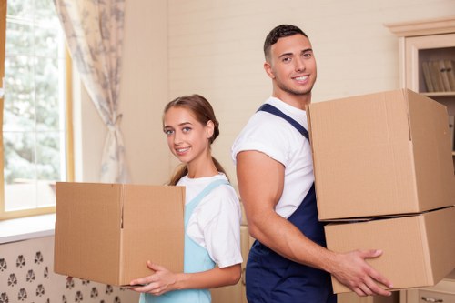 Packed storage boxes and furniture ready for long-term storage in Finsbury