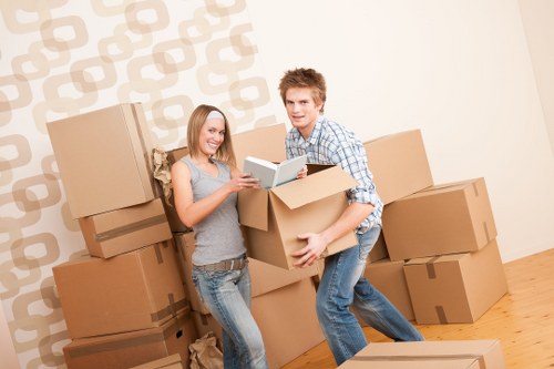 Organised household items prepared for storage in Finsbury
